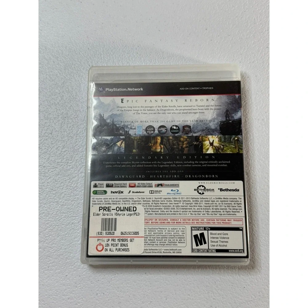 The Elder Scrolls V: Skyrim - Legendary Edition 2013 Sony PlayStation 3 Inserts